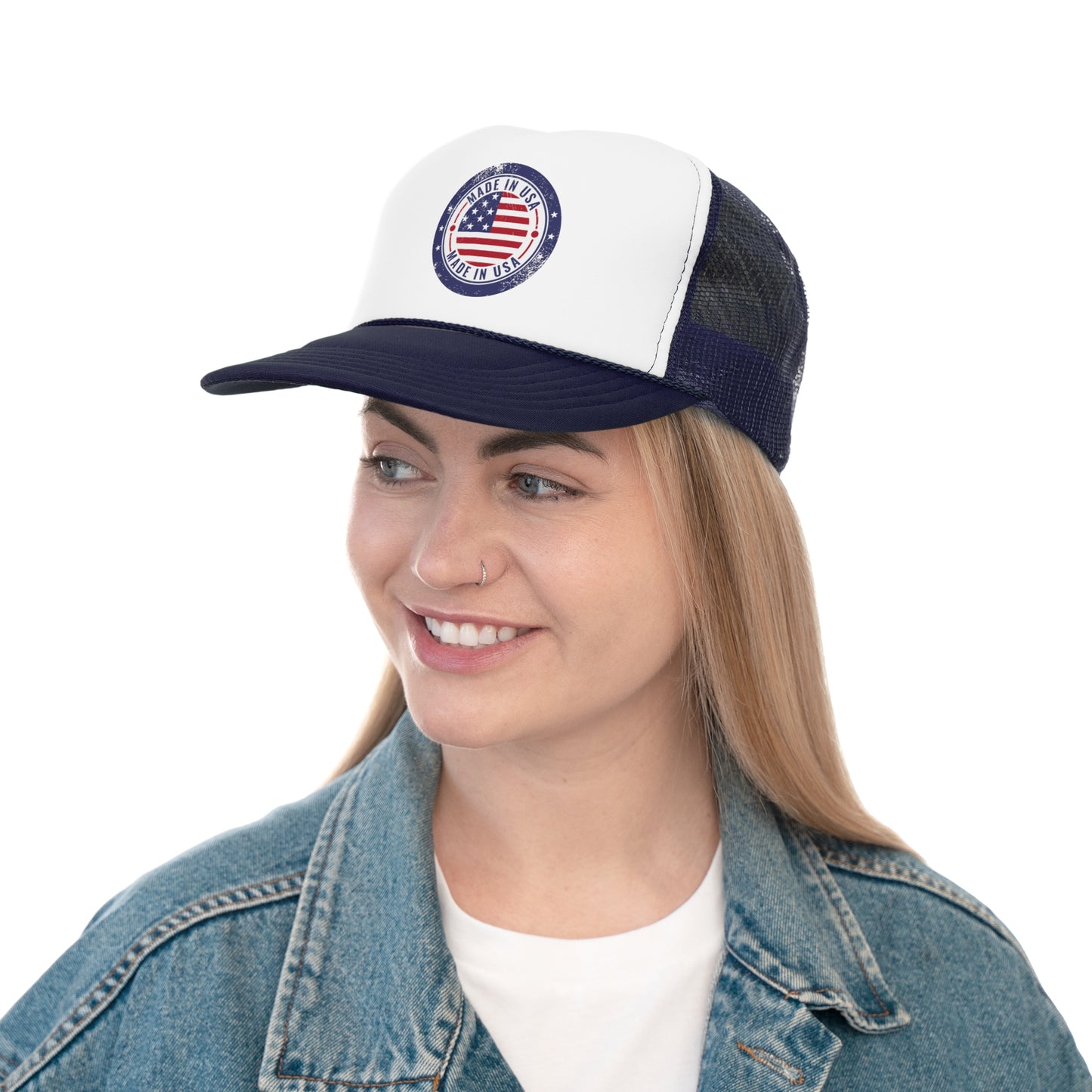 Vintage Made in USA Patriotic Trucker Hat - 4th of July Cap for women & men, USA Flag Snapback Cap, Retro American Eagle Baseball Cap,