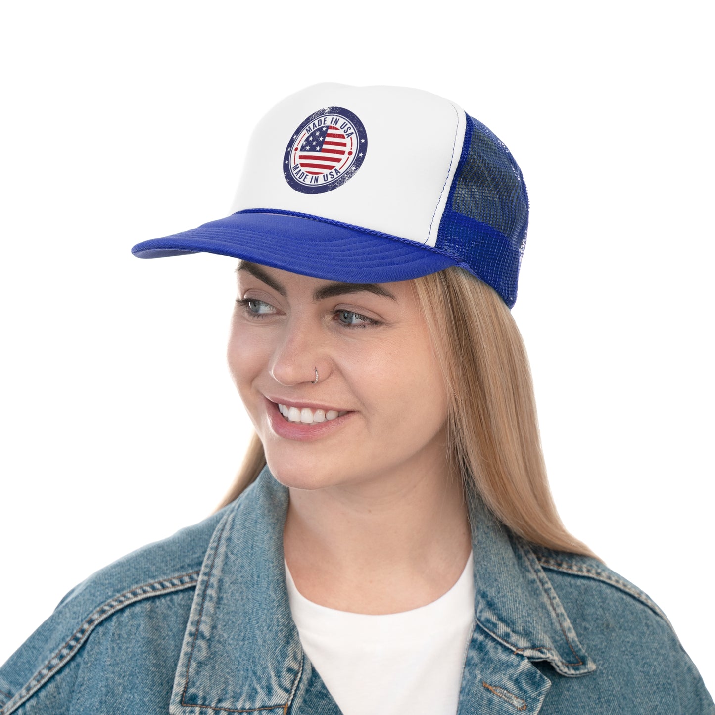 Vintage Made in USA Patriotic Trucker Hat - 4th of July Cap for women & men, USA Flag Snapback Cap, Retro American Eagle Baseball Cap,