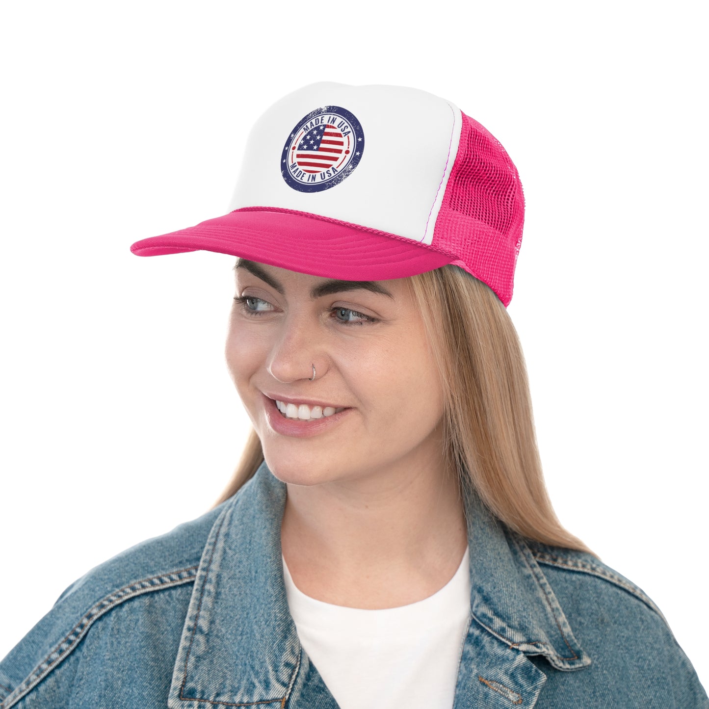 Vintage Made in USA Patriotic Trucker Hat - 4th of July Cap for women & men, USA Flag Snapback Cap, Retro American Eagle Baseball Cap,