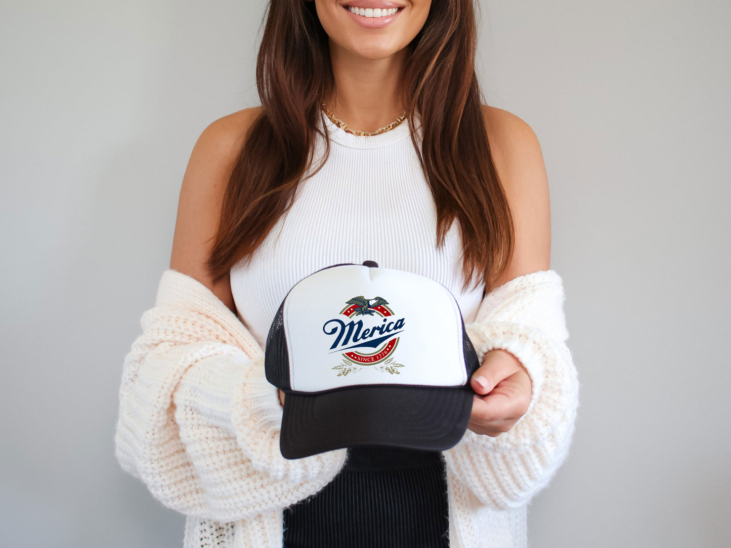 Patriotic 'Merica Eagle Trucker Cap - Vintage America Snap Back Hat, 4th of July Gift for Men & Women