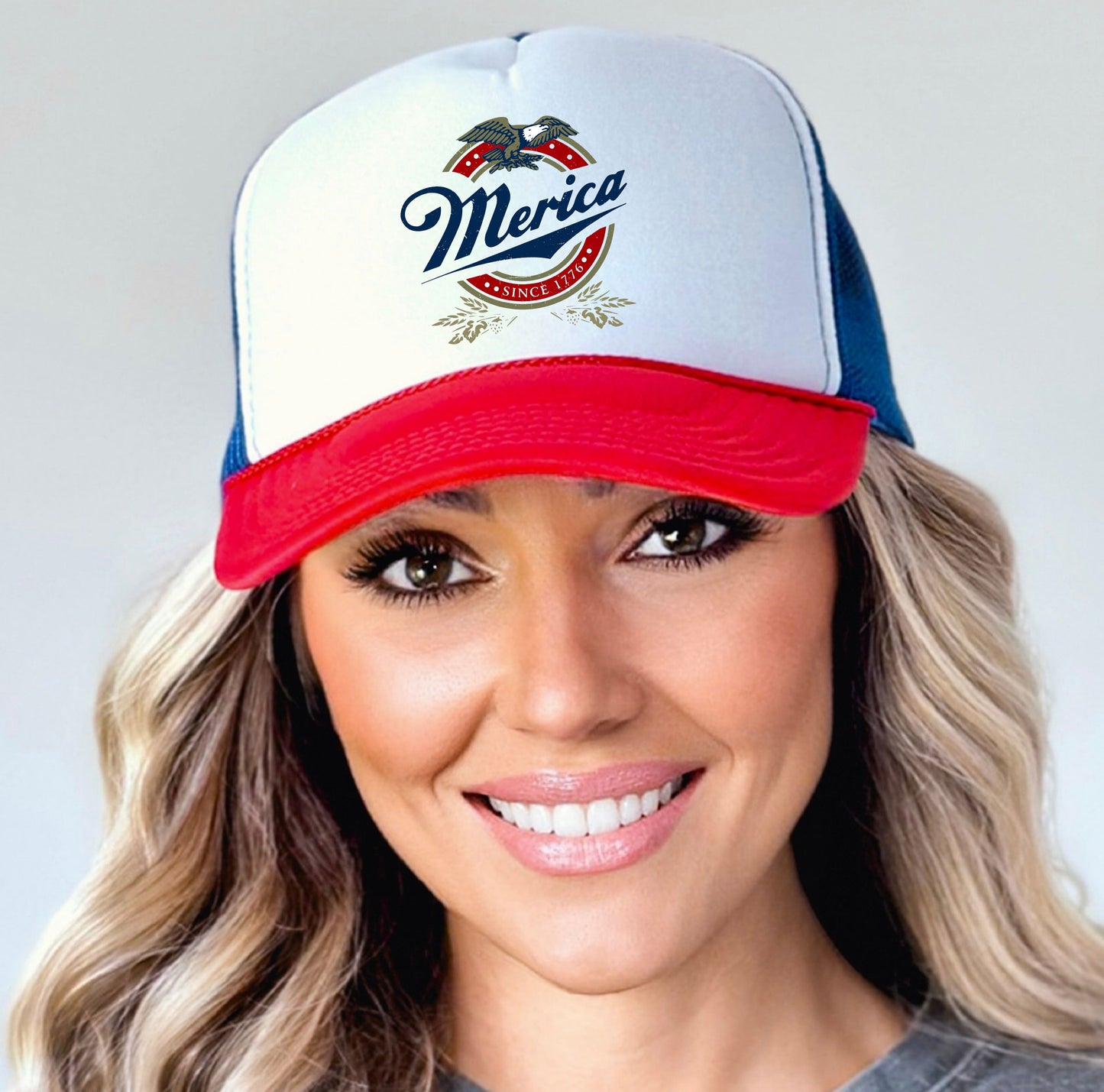 Patriotic 'Merica Eagle Trucker Cap - Vintage America Snap Back Hat, 4th of July Gift for Men & Women