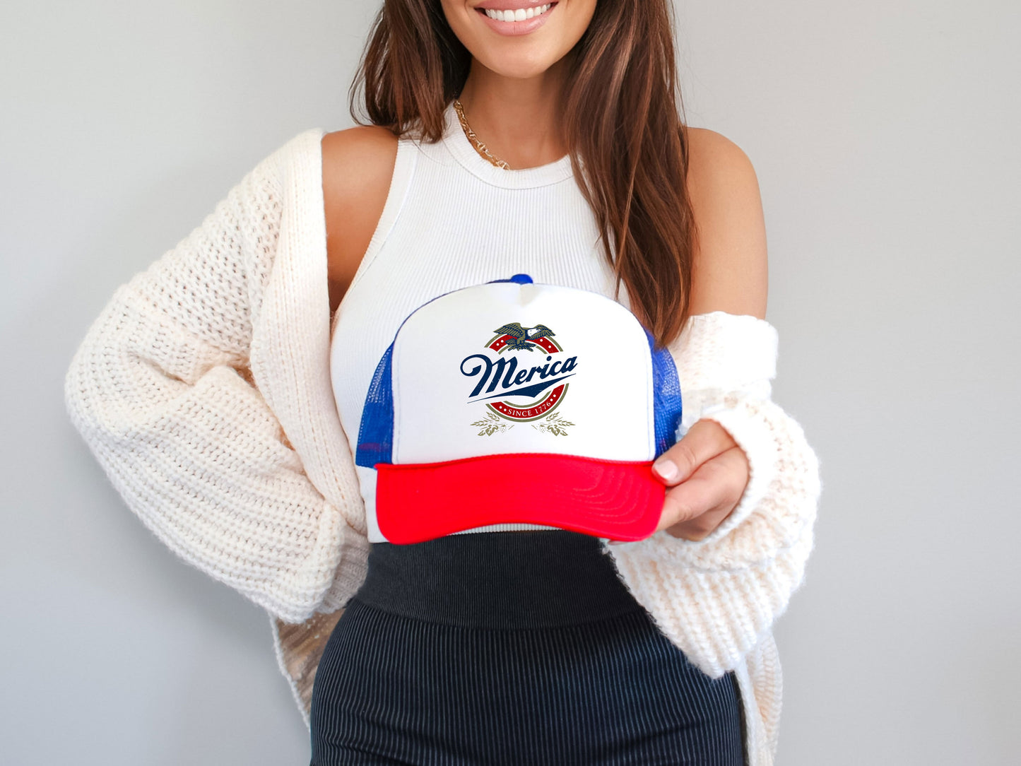 Patriotic 'Merica Eagle Trucker Cap - Vintage America Snap Back Hat, 4th of July Gift for Men & Women