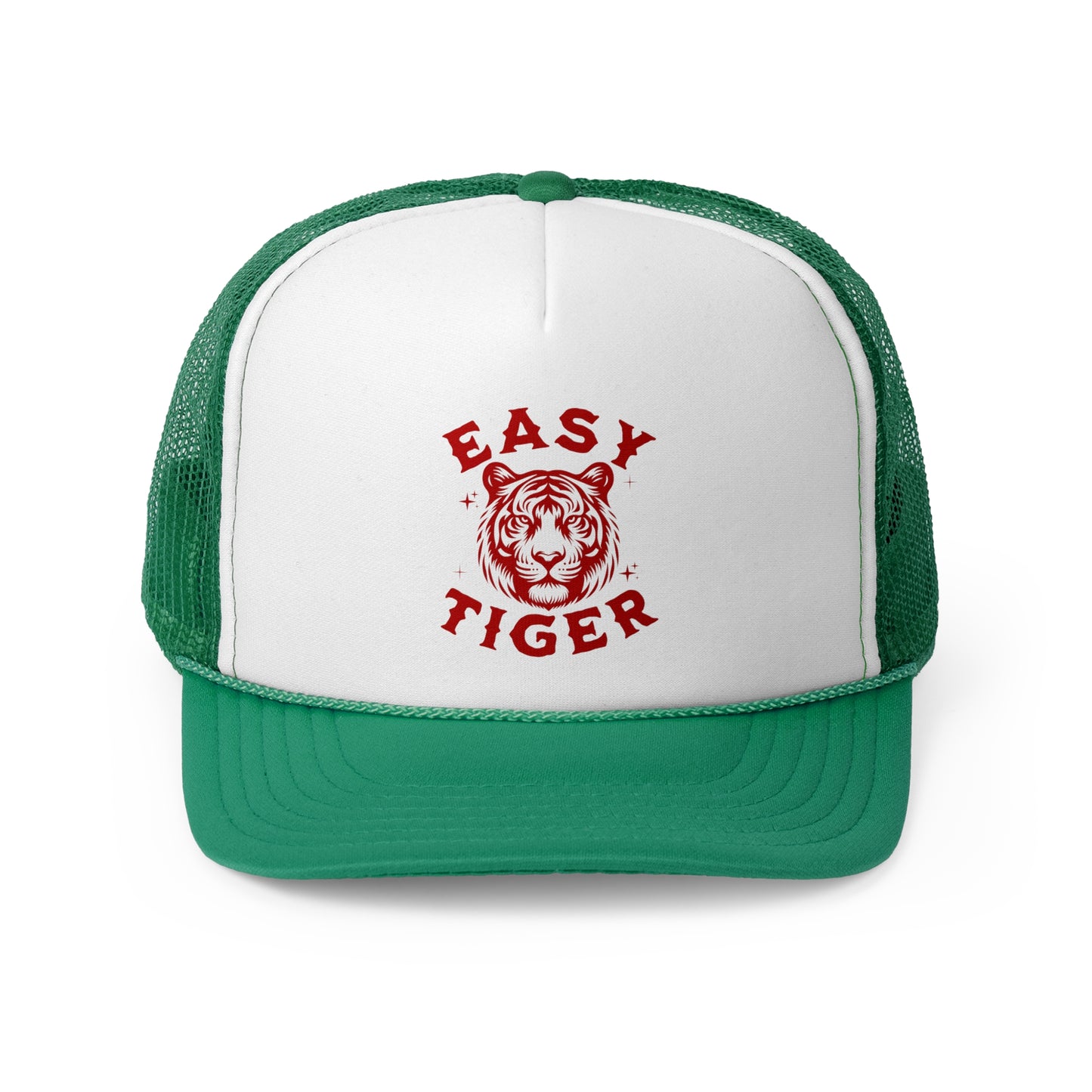 Easy Tiger Trucker Hat - Vintage Red Print, Retro, Old School, Nostalgic, Adjustable Snap Back Cap