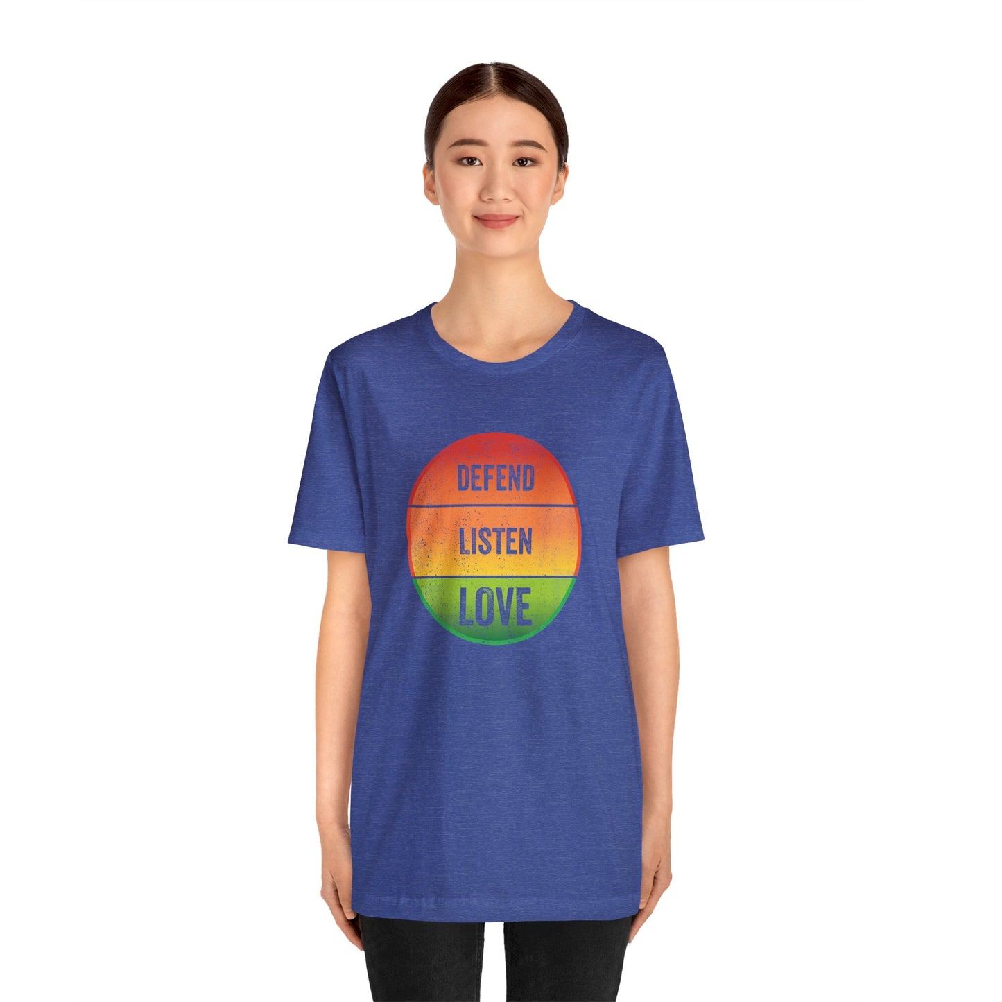 Defend, Listen, Love - Idea - Quote- Message - Vintage T-Shirt - Unisex Short Sleeve Tee