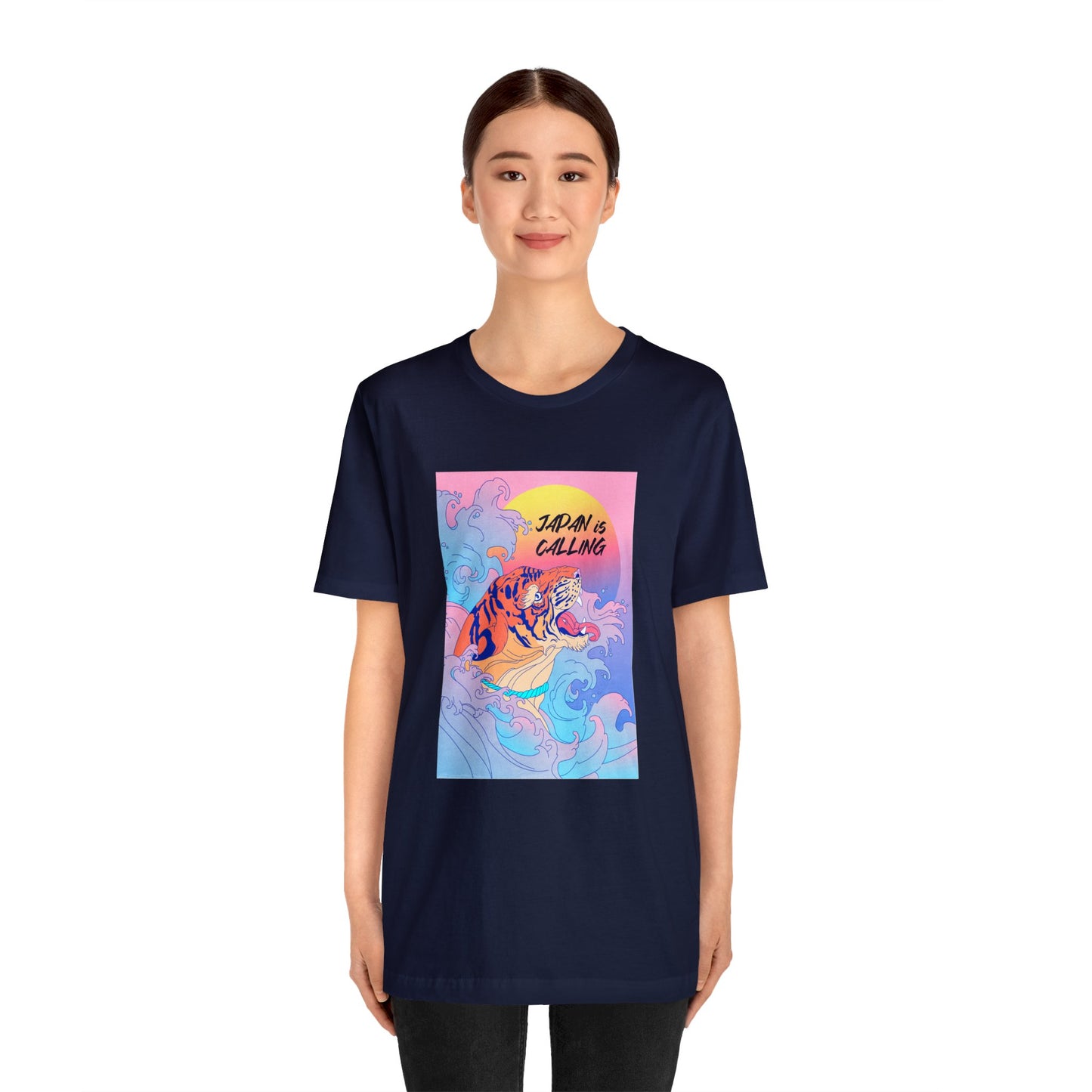 Colorful Tiger Mineral Washed Inspired Shirt- Japan is Calling - Vintage Retro Classic Nostalgic T-Shirt - Unisex Short Sleeve Tee