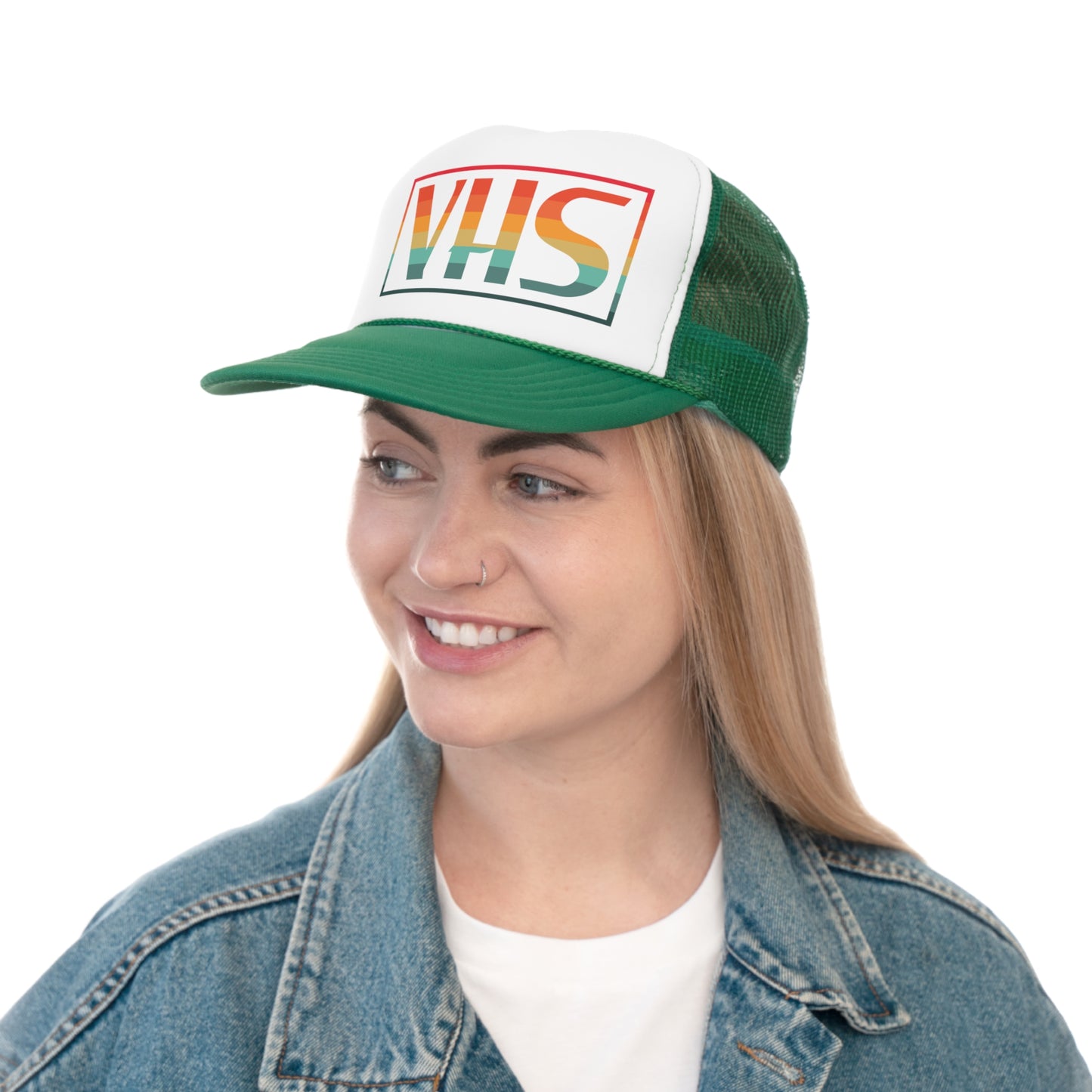 VHS Trucker Hat - Vintage Colors, Retro, Old School, Nostalgic, Adjustable Snap Back Cap