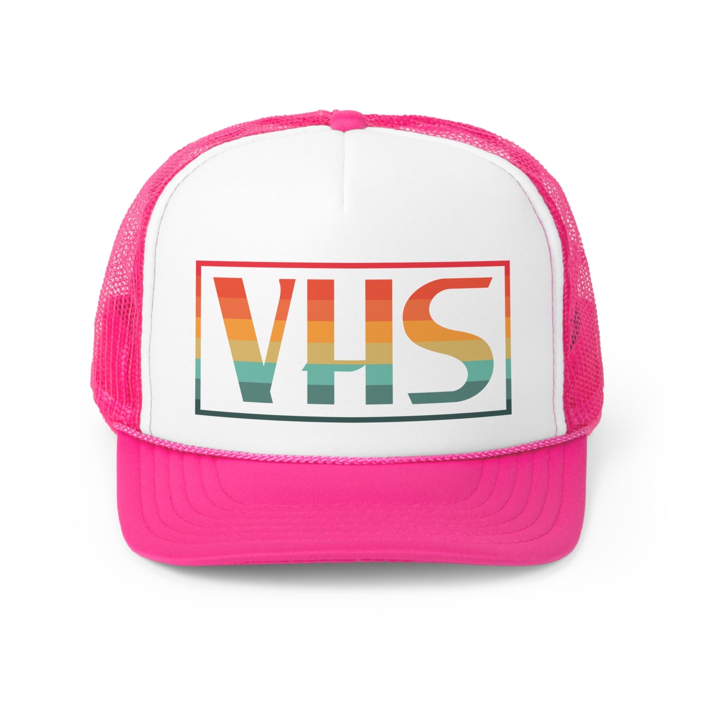 VHS Trucker Hat - Vintage Colors, Retro, Old School, Nostalgic, Adjustable Snap Back Cap