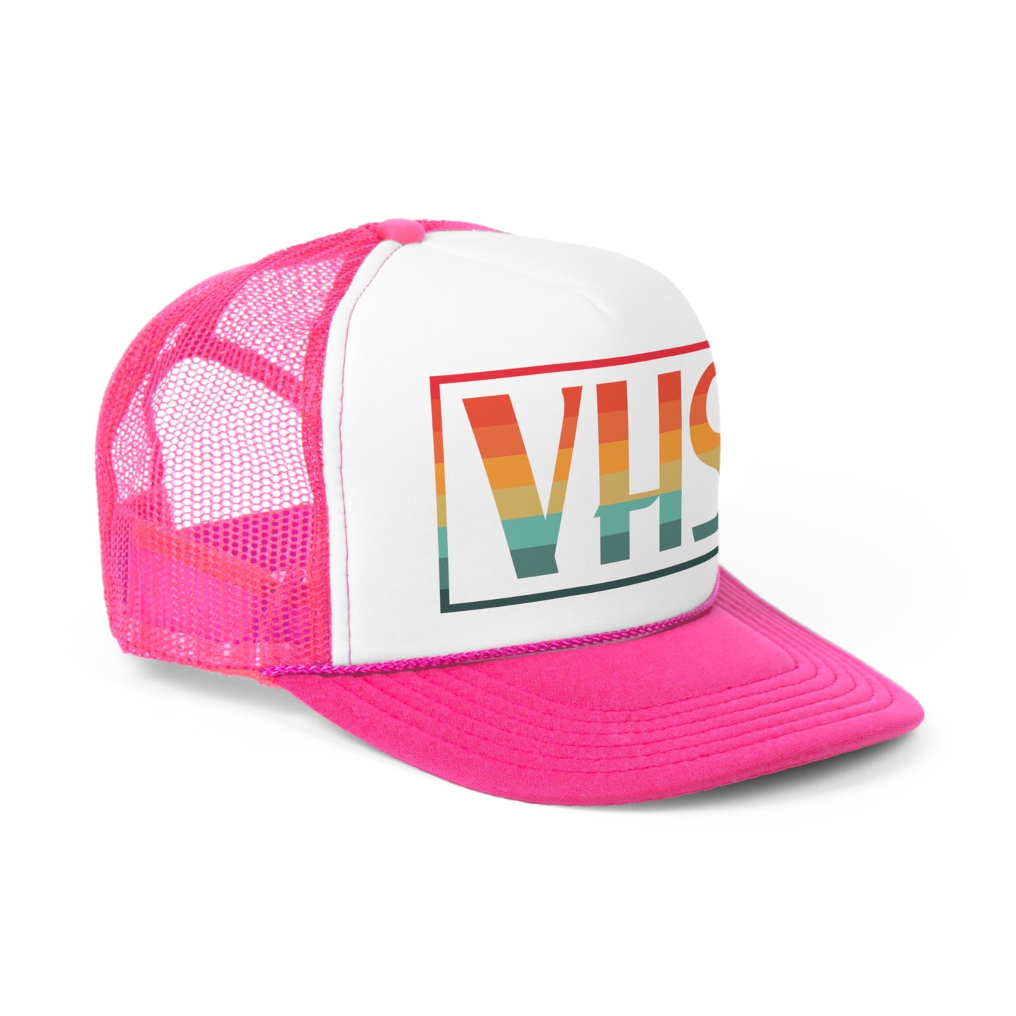 VHS Trucker Hat - Vintage Colors, Retro, Old School, Nostalgic, Adjustable Snap Back Cap