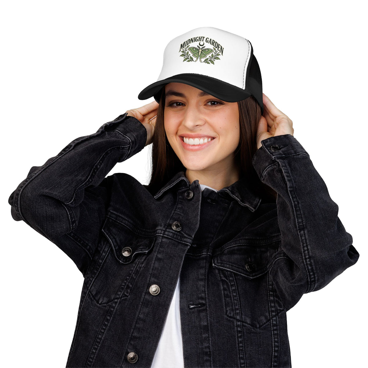 Midnight Garden Moth Foam Trucker Hat