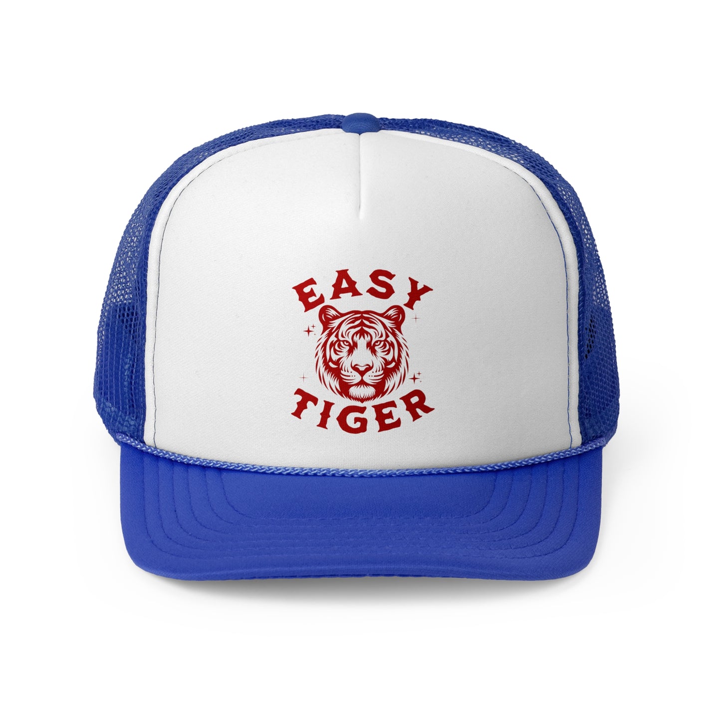 Easy Tiger Trucker Hat - Vintage Red Print, Retro, Old School, Nostalgic, Adjustable Snap Back Cap