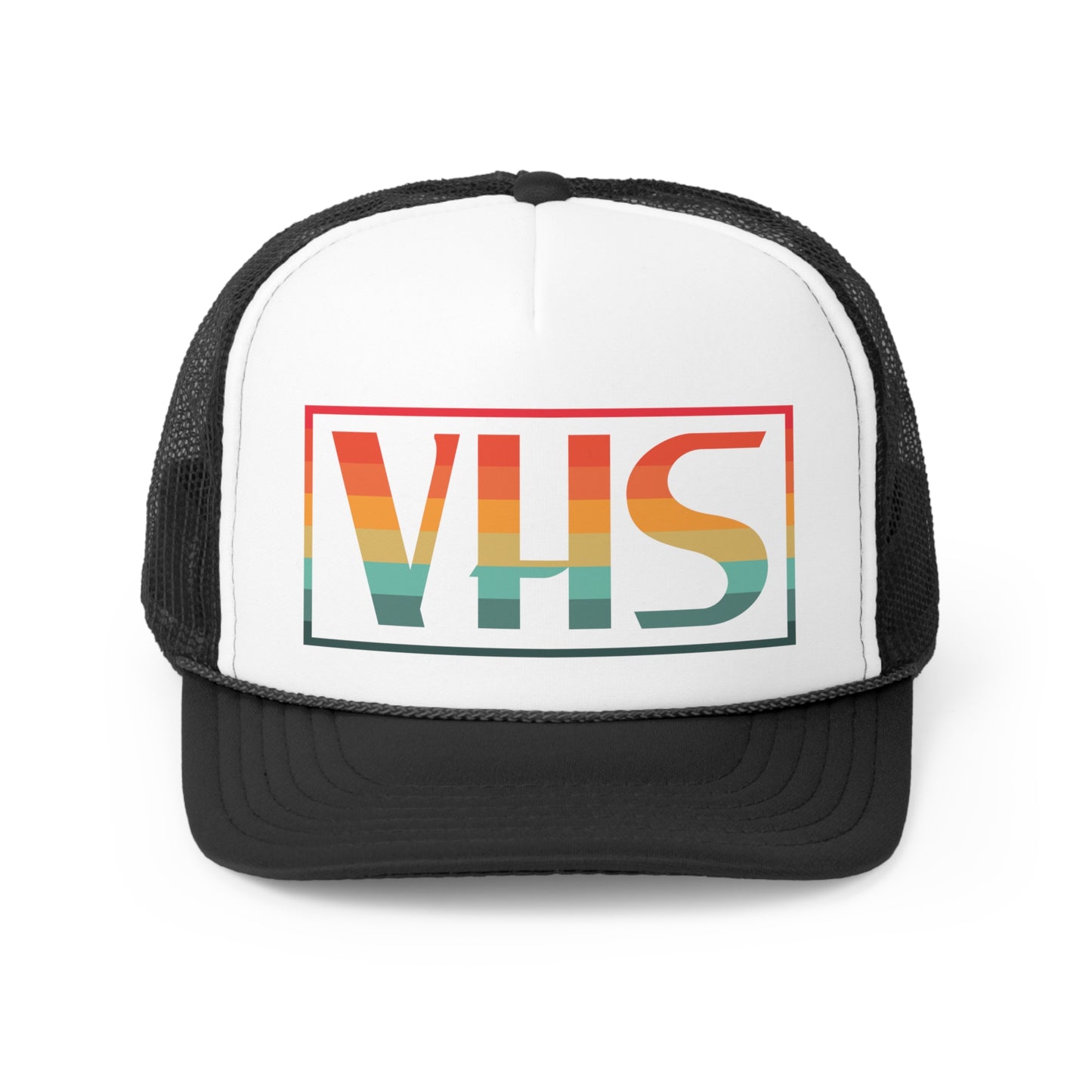 VHS Trucker Hat - Vintage Colors, Retro, Old School, Nostalgic, Adjustable Snap Back Cap