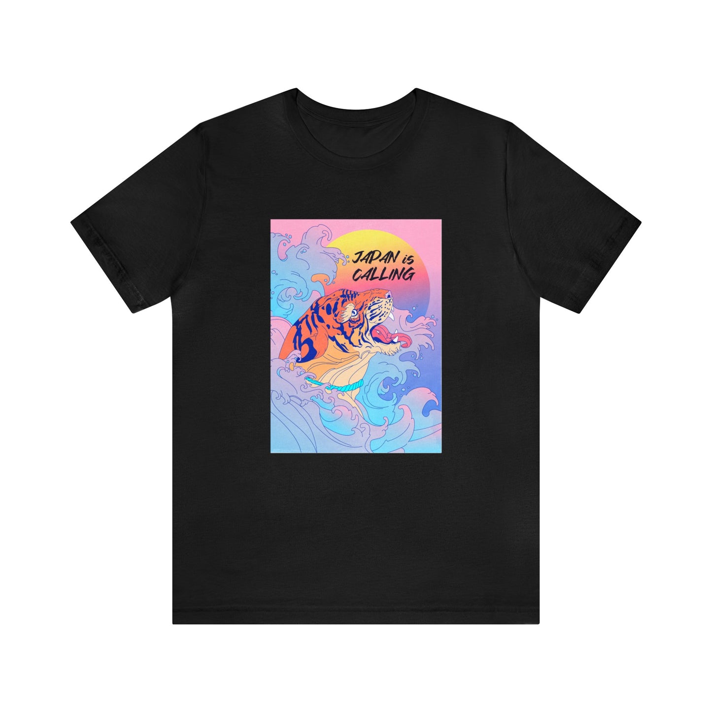 Colorful Tiger Mineral Washed Inspired Shirt- Japan is Calling - Vintage Retro Classic Nostalgic T-Shirt - Unisex Short Sleeve Tee