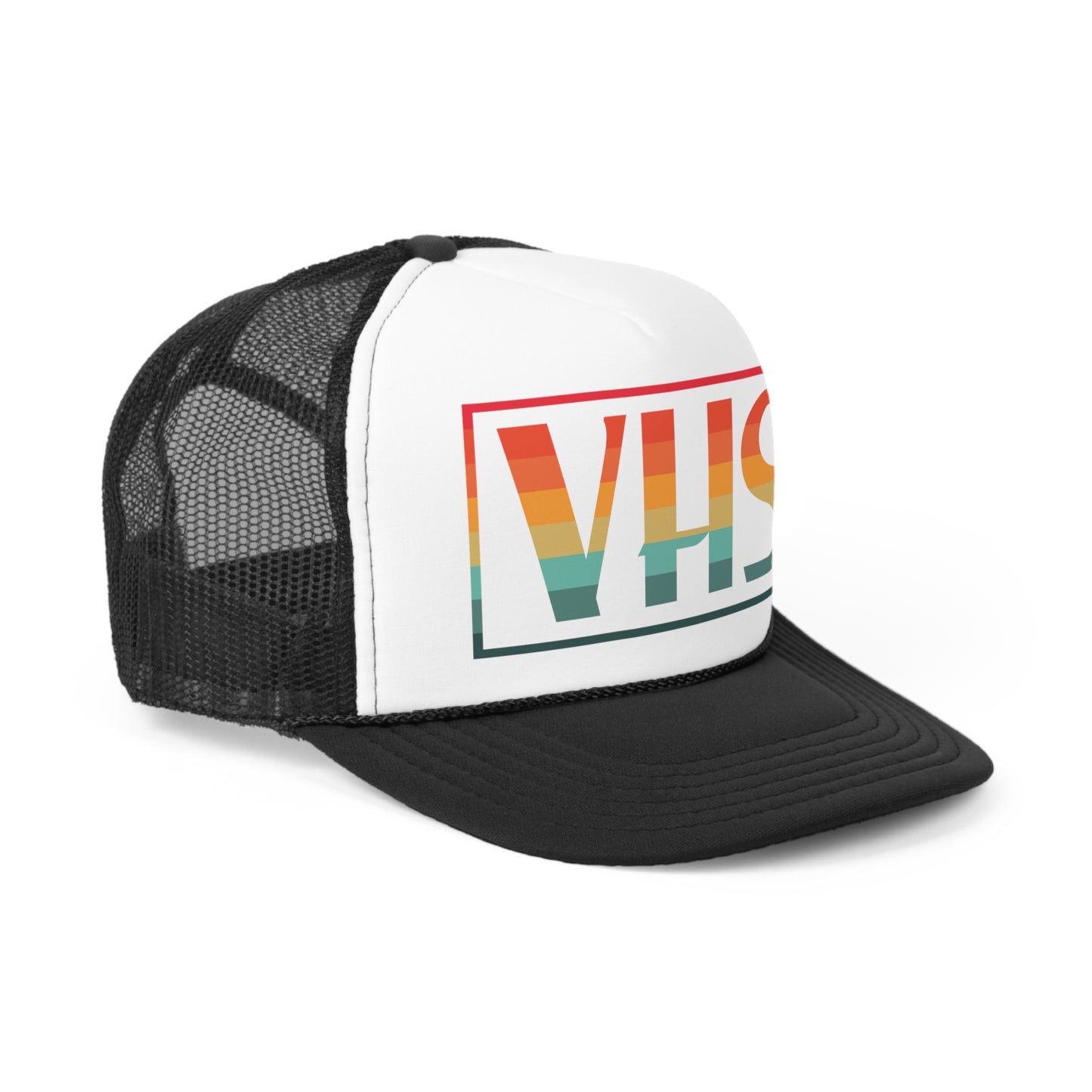 VHS Trucker Hat - Vintage Colors, Retro, Old School, Nostalgic, Adjustable Snap Back Cap