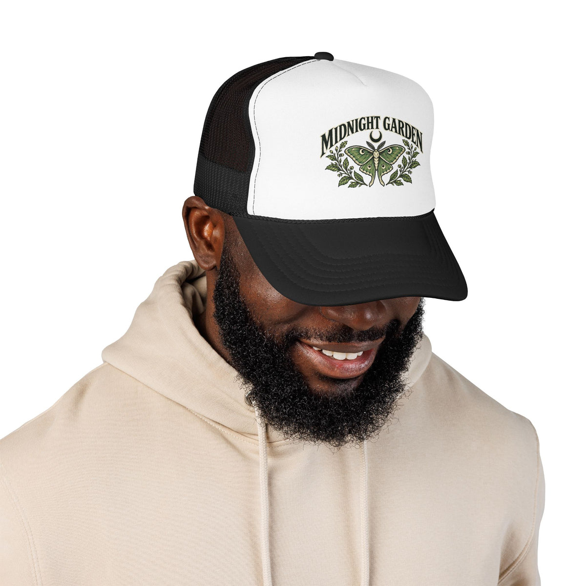 Midnight Garden Moth Foam Trucker Hat