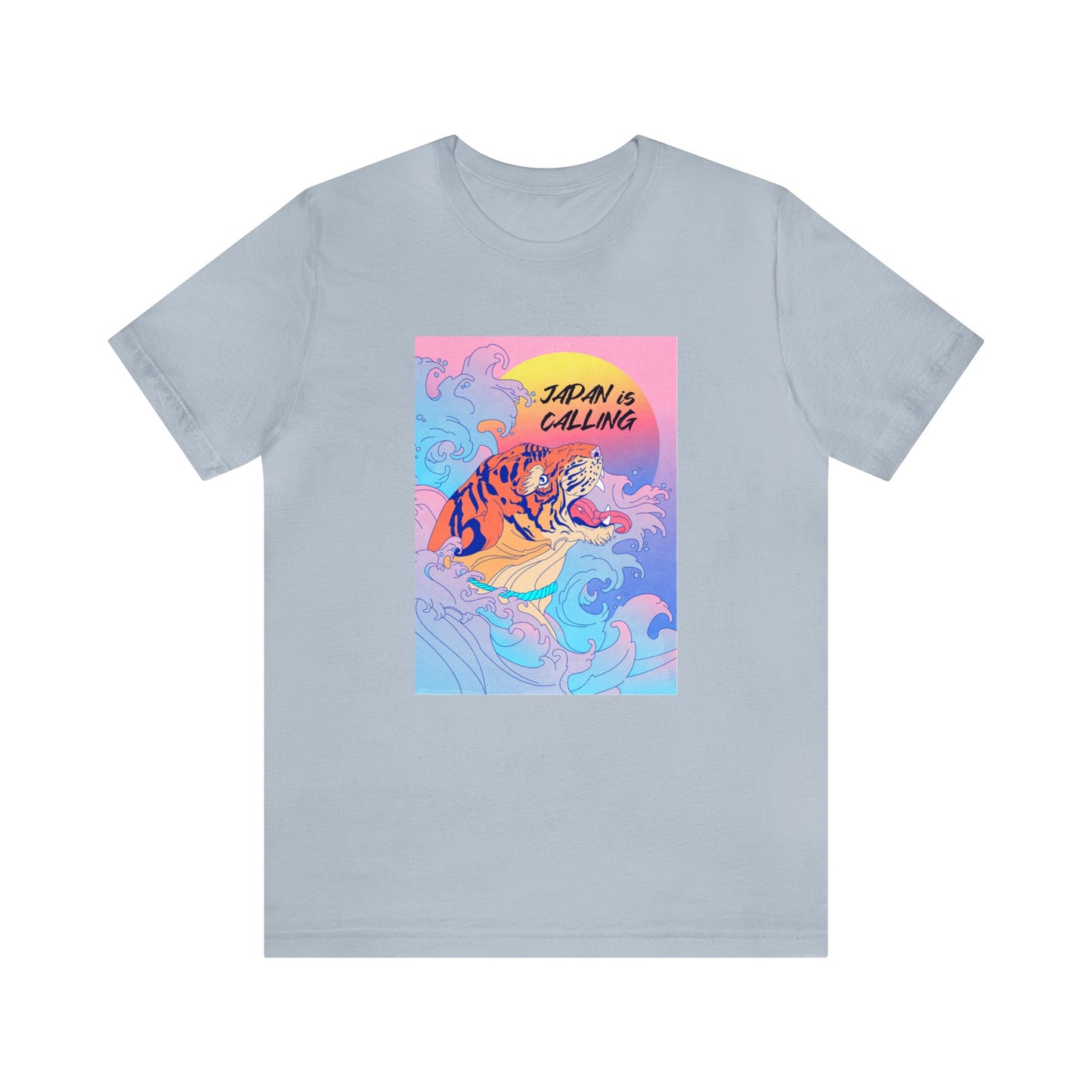 Colorful Tiger Mineral Washed Inspired Shirt- Japan is Calling - Vintage Retro Classic Nostalgic T-Shirt - Unisex Short Sleeve Tee