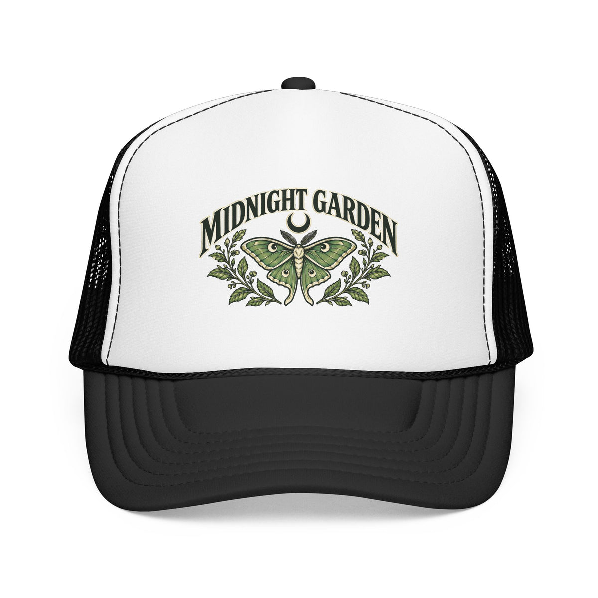 Midnight Garden Moth Foam Trucker Hat