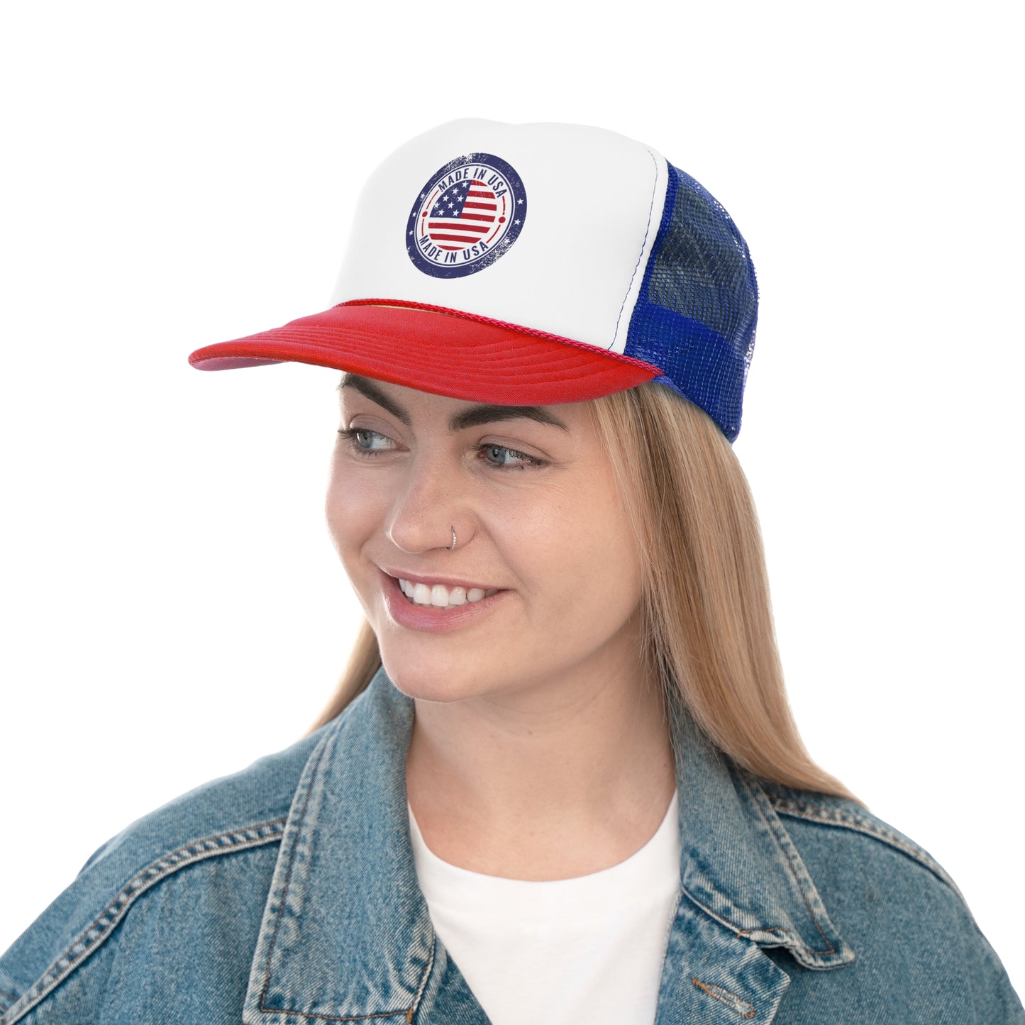 Vintage Made in USA Patriotic Trucker Hat - 4th of July Cap for women & men, USA Flag Snapback Cap, Retro American Eagle Baseball Cap,