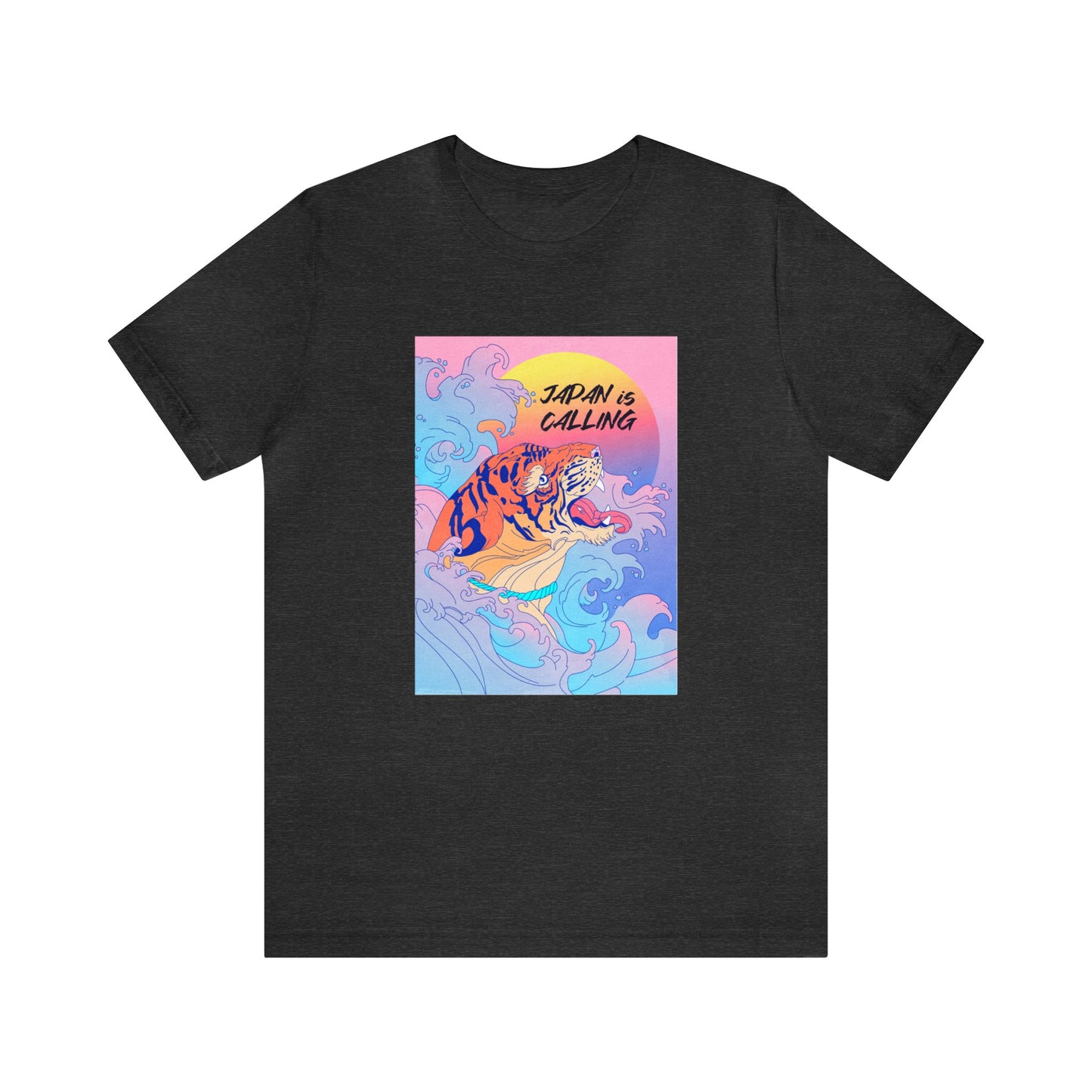 Colorful Tiger Mineral Washed Inspired Shirt- Japan is Calling - Vintage Retro Classic Nostalgic T-Shirt - Unisex Short Sleeve Tee