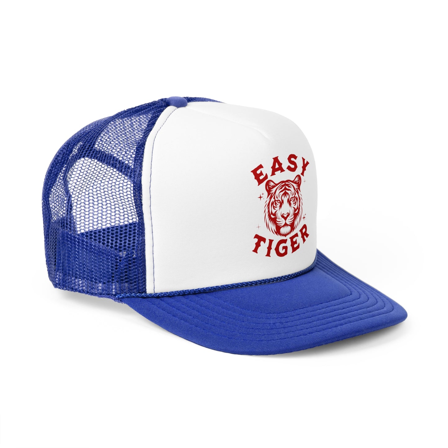 Easy Tiger Trucker Hat - Vintage Red Print, Retro, Old School, Nostalgic, Adjustable Snap Back Cap