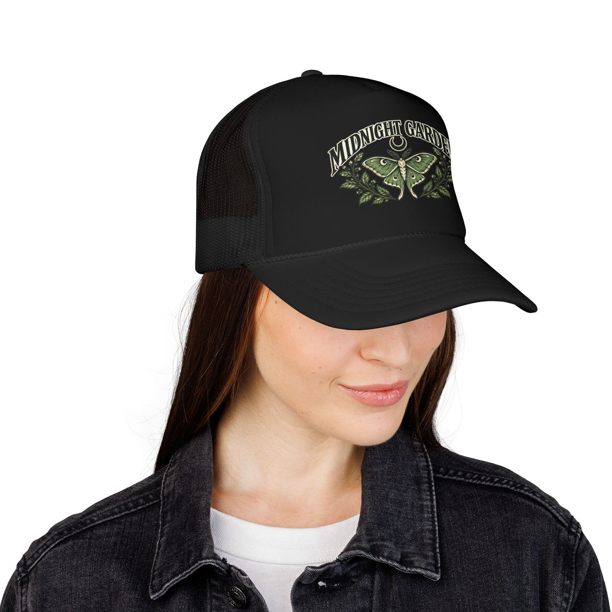Midnight Garden Moth Foam Trucker Hat
