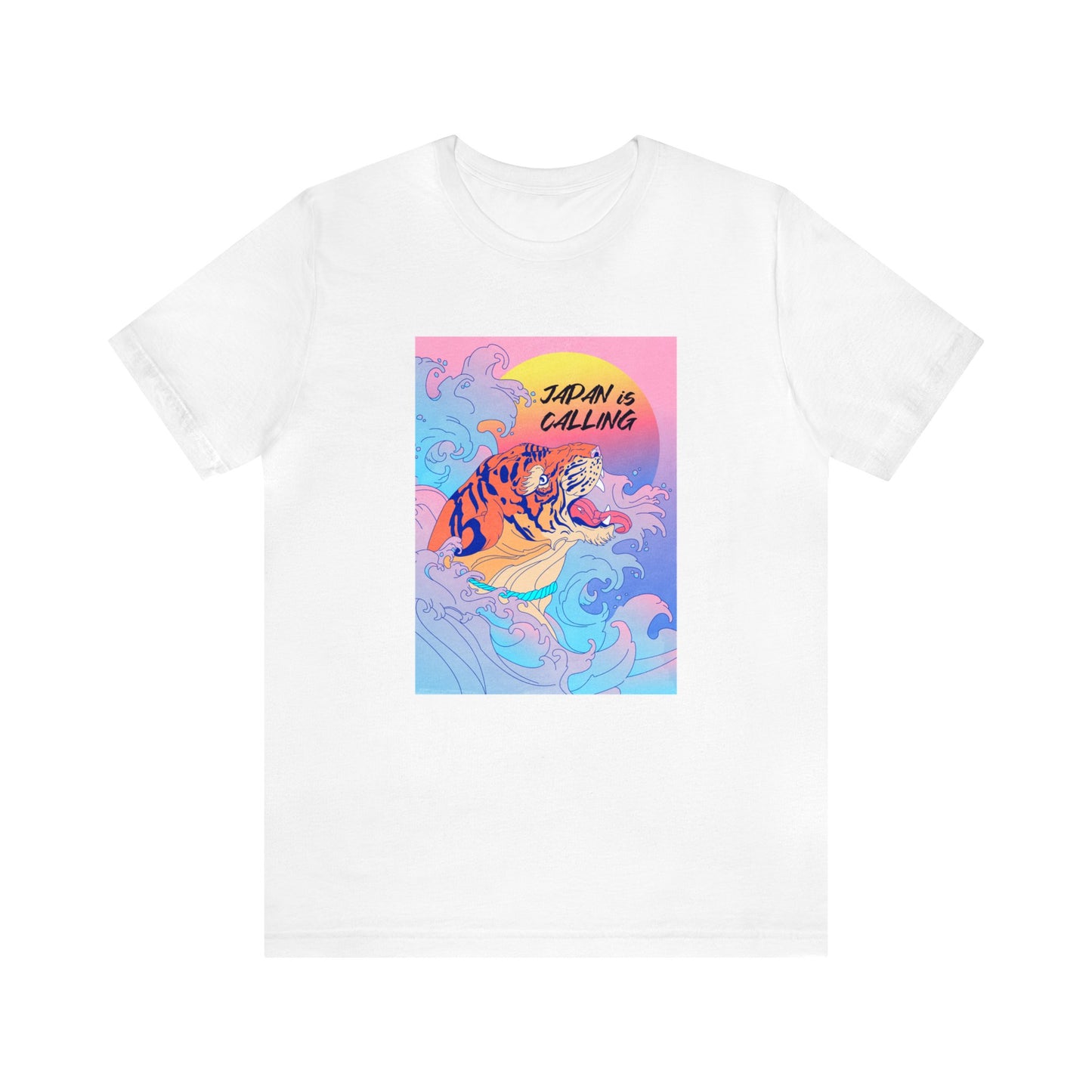 Colorful Tiger Mineral Washed Inspired Shirt- Japan is Calling - Vintage Retro Classic Nostalgic T-Shirt - Unisex Short Sleeve Tee