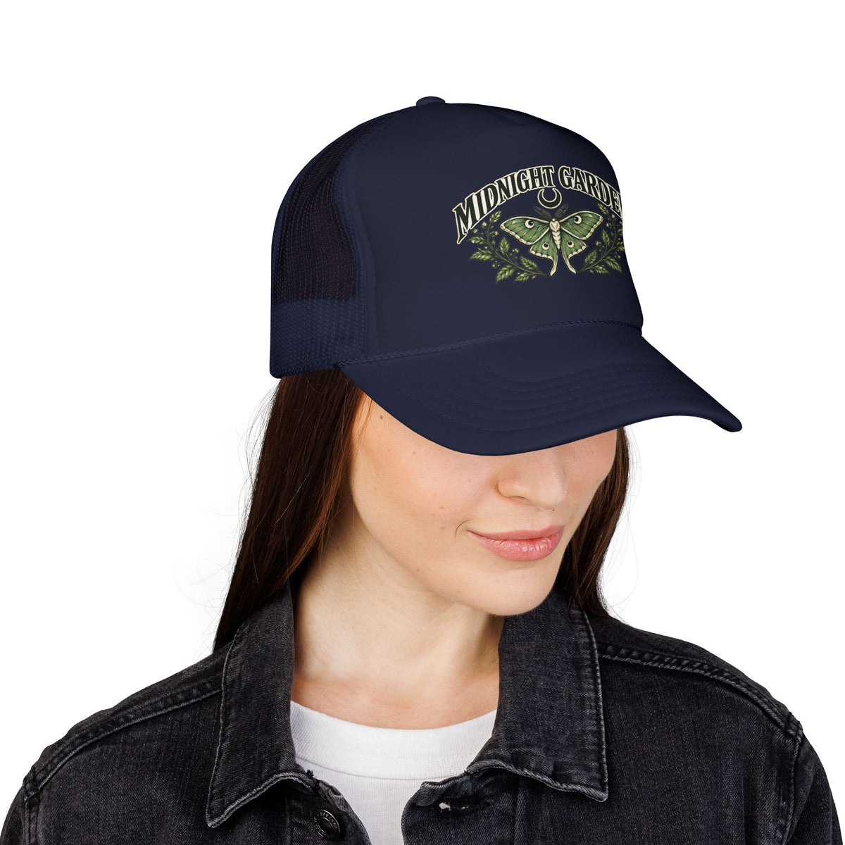 Midnight Garden Moth Foam Trucker Hat