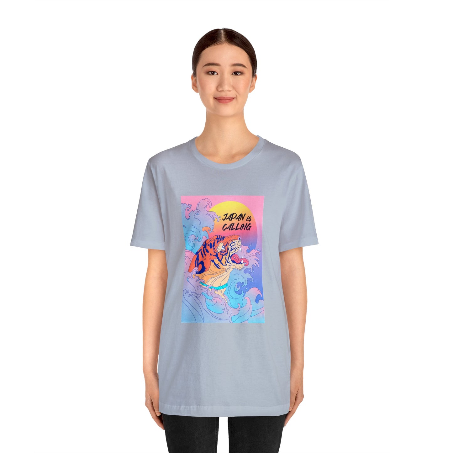 Colorful Tiger Mineral Washed Inspired Shirt- Japan is Calling - Vintage Retro Classic Nostalgic T-Shirt - Unisex Short Sleeve Tee