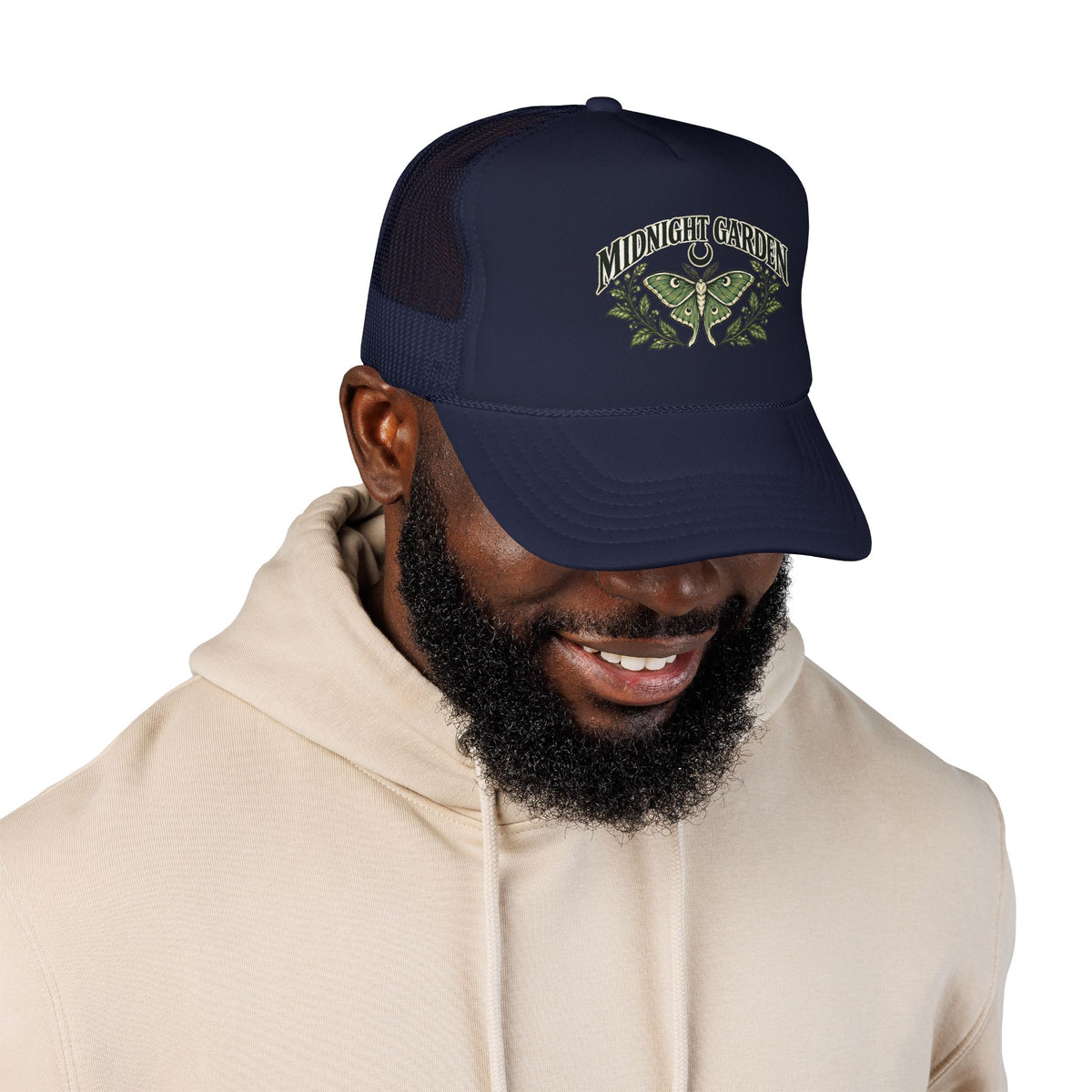 Midnight Garden Moth Foam Trucker Hat