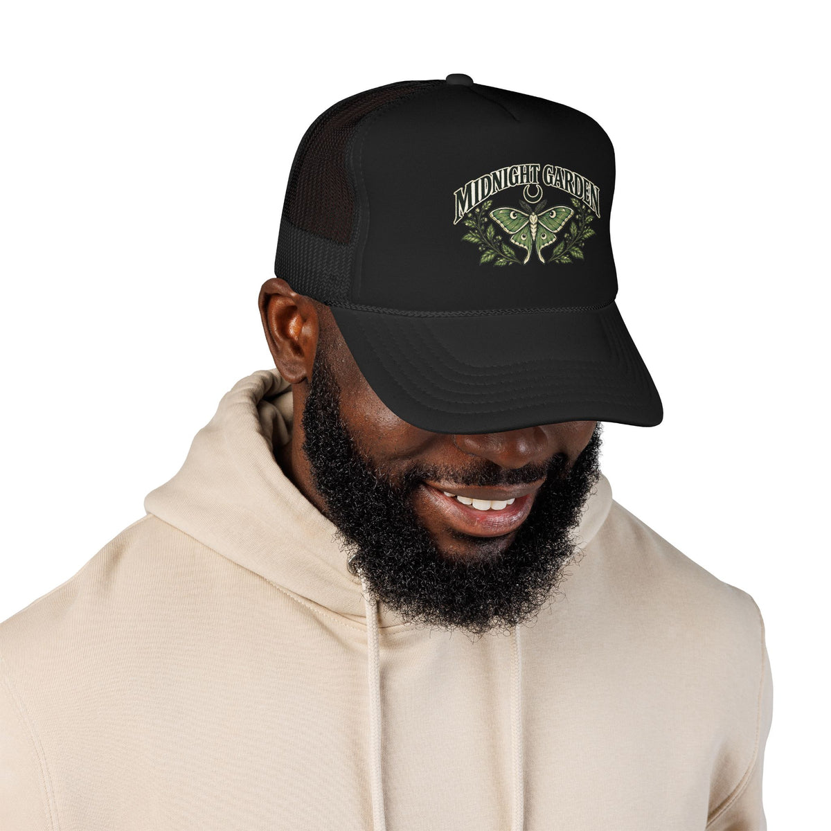 Midnight Garden Moth Foam Trucker Hat