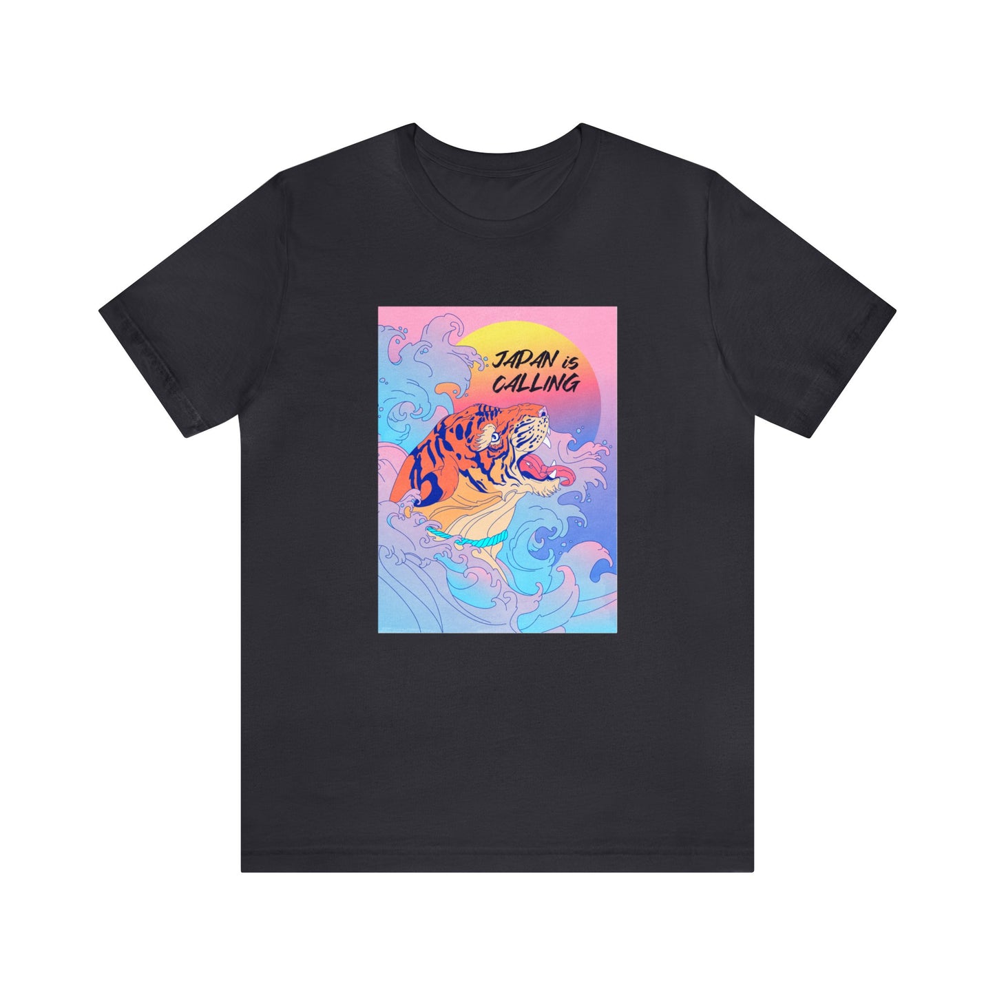 Colorful Tiger Mineral Washed Inspired Shirt- Japan is Calling - Vintage Retro Classic Nostalgic T-Shirt - Unisex Short Sleeve Tee